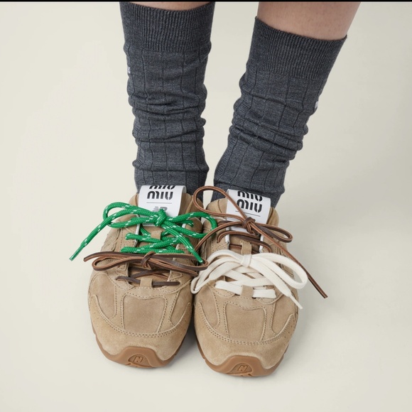 Miu Miu X New Balance Logo-Patch Lace-Up Sneakers - Picture 1 of 4